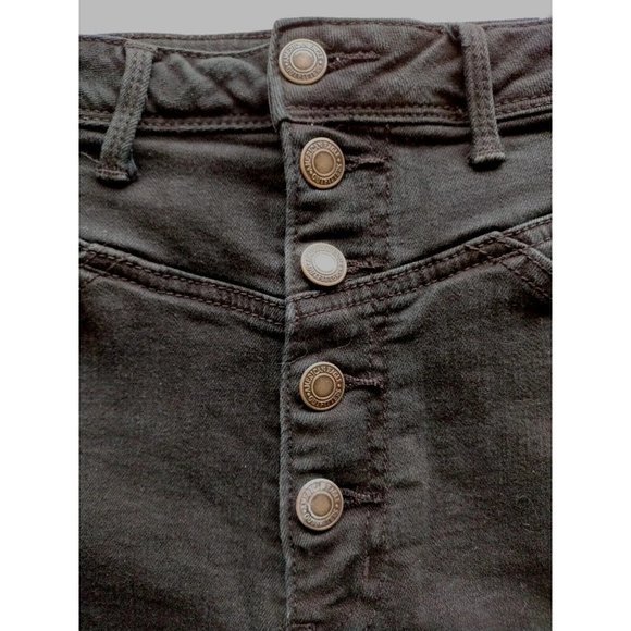 American Eagle Shorts Womens 6 Super Stretch Button Fly Black Raw Cuff - Picture 7 of 10